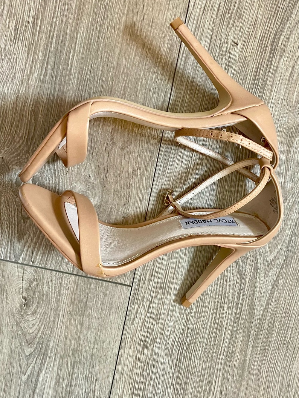 Steve Madden Tan Open-Toe Ankle-Strap Stiletto Heels - Picture 5 of 8